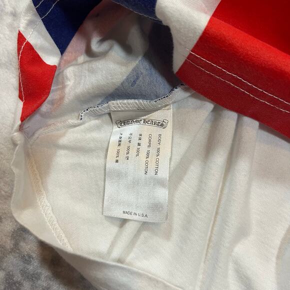 Authentic Chrome Hearts Union Jack UK Flag Logo Tee S - Picture 7 of 9